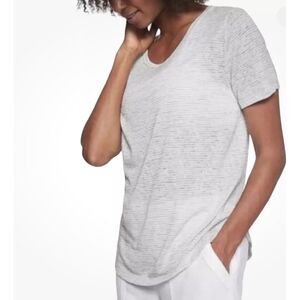 Athleta Women's Breezy Pullover Short Sleeve Blue‎ Crewneck Tee Shirt Size Small